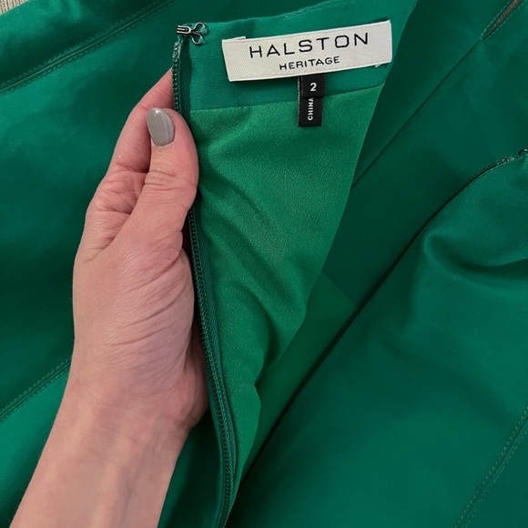 Halston Heritage Green Halter Dress - Size: 2 - Picture 4 of 5